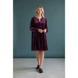 Easel Los Angeles Purple Velvet V Neck Long Sleeve Dress Size S